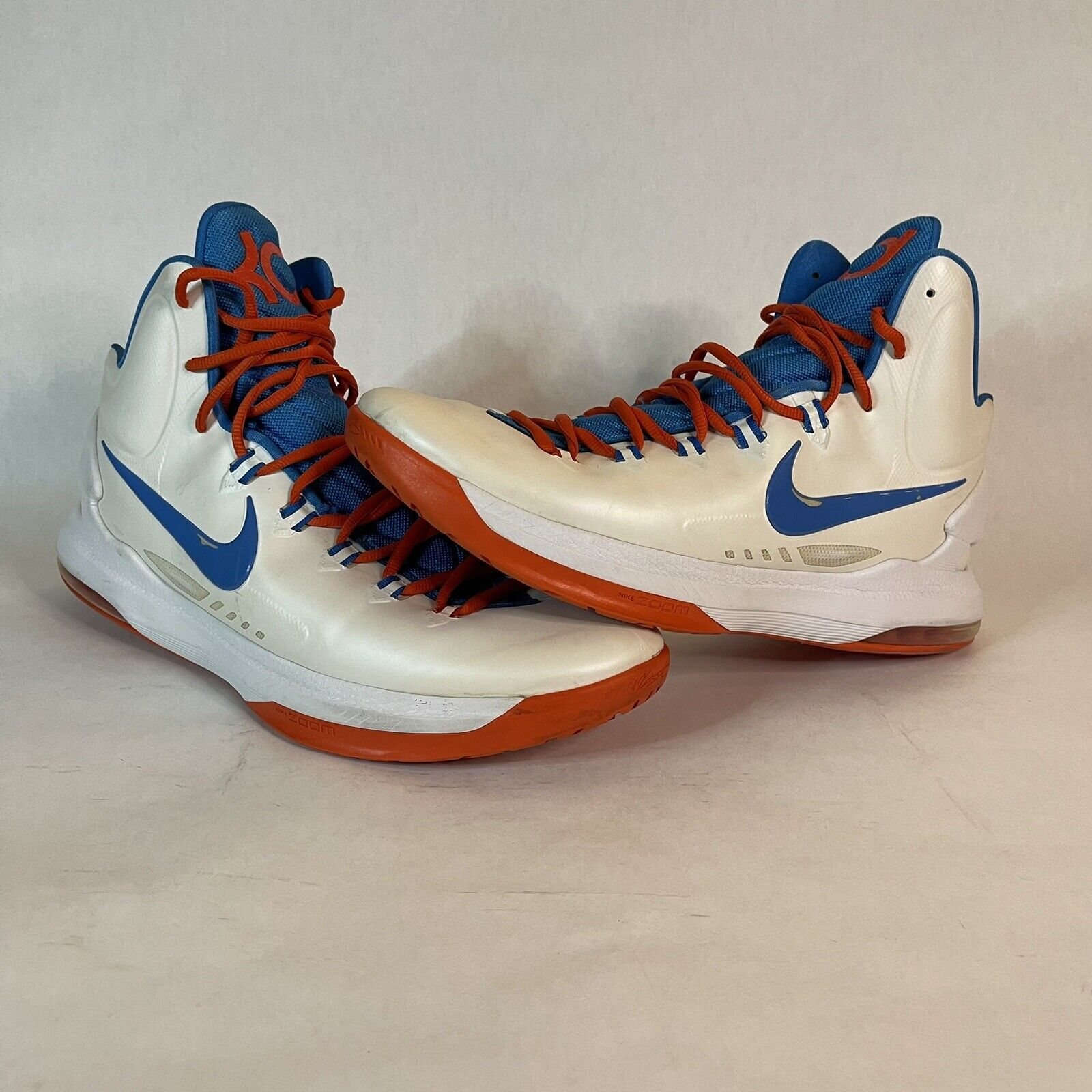 Nike 5 White Blue Orange Hi-Top 554988-100 Basketball Shoes Men's 14 | eBay