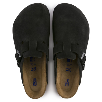 Birkenstock Boston Soft Footbed Clog Black Suede 42 660471 for
