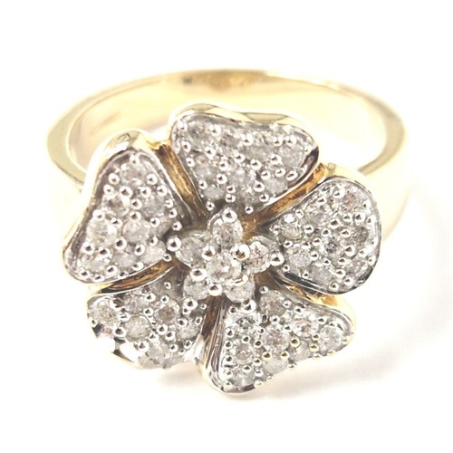 9ct Gold Diamond Cluster Ring Size N Flower Style UK Hallmarked 5.1g - Picture 18 of 21