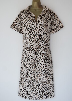 JD WILLIAMS SHIRTKLEID LEOPARDENMUSTER GRÖSSE 14 TASCHEN TIERISCHER KERBENAUSSCHNITT