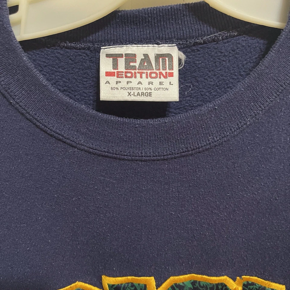 Sudadera Notre Dame Irlandesa Bordada Cuello Redondo Años 90 DE COLECCIÓN Azul Foto 4 de 4