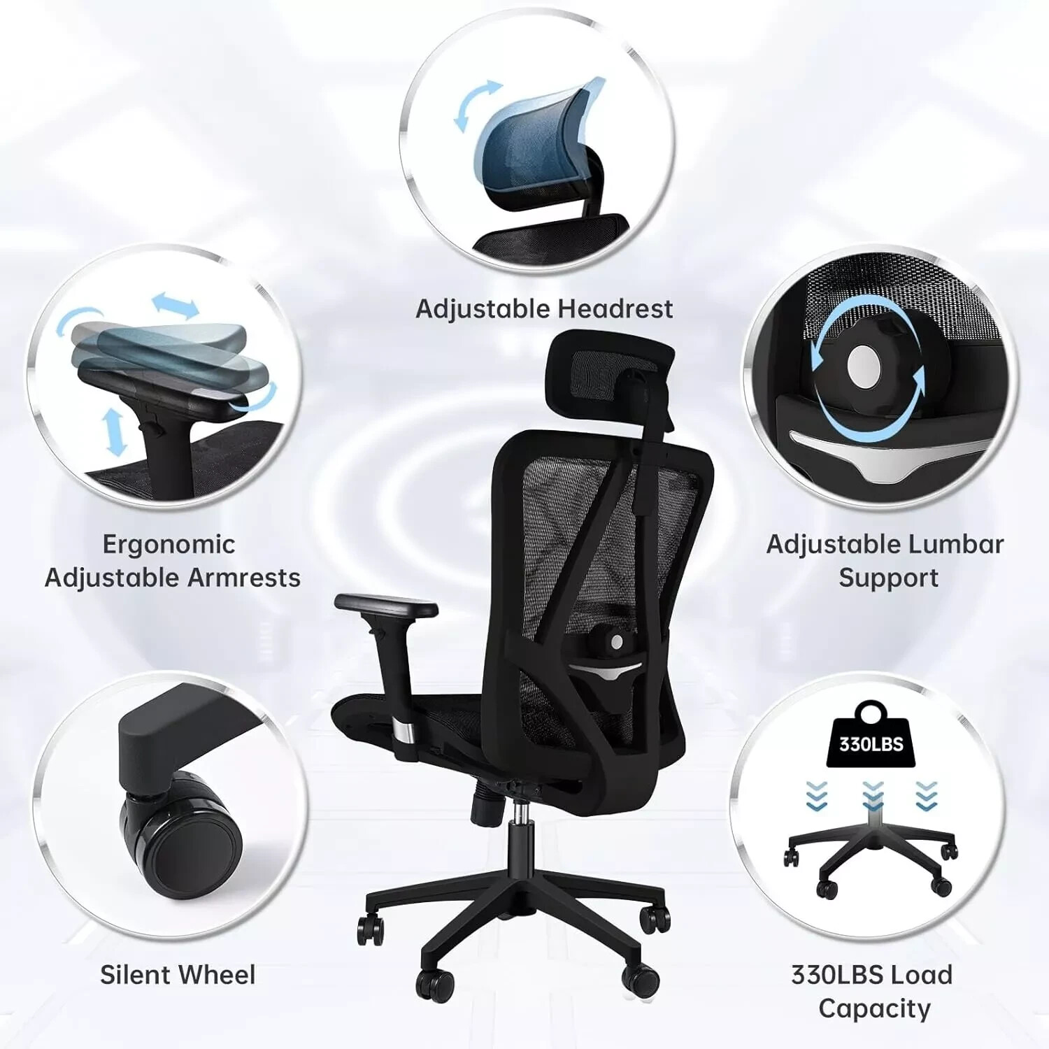 TICONN Big & Tall Ergonomic Office Chair, Home Office Desk Chairs with Wheels