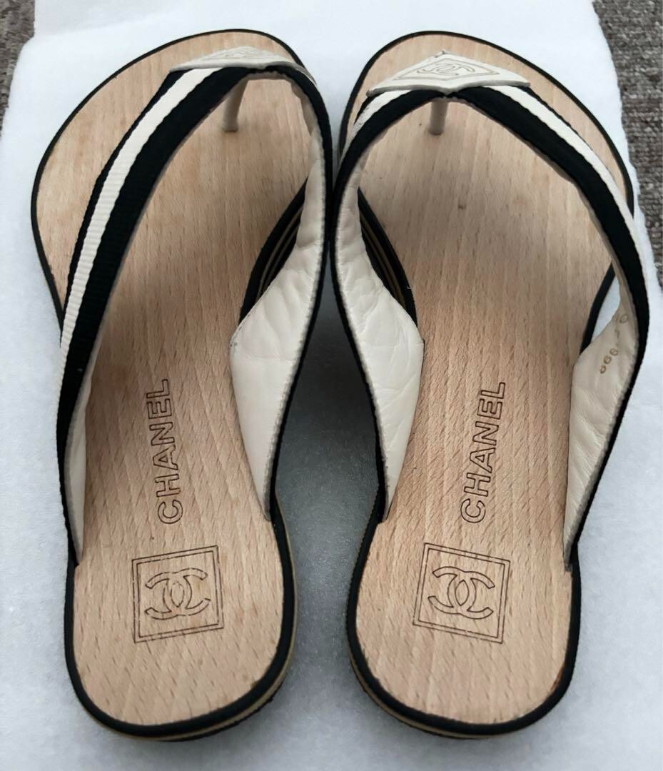 CHANEL Sports Line COCO MARK Beach Sandals Mules Shoes Women Size