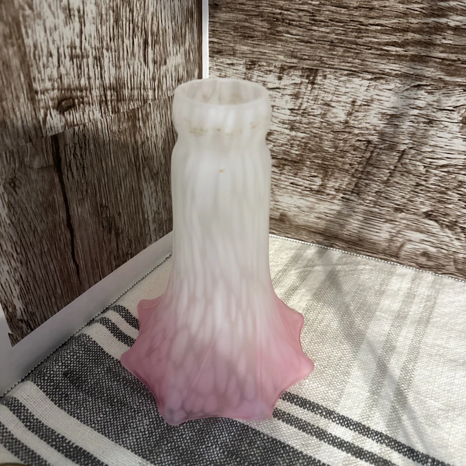 Conjunto de abajures de tulipa vintage Meyda Tiffany bronze 16" altura pescoço de ganso rosa e branco - Imagem 4 de 4