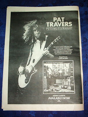 PAT TRAVERS BAND Putting It Straight 1977 UK Poster size Press ADVERT 16x12''