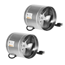 iPower 8in 420 CFM Inline Fan with Low Noise Exhaust for HVAC Ventilation 2 Pack