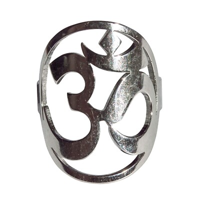 Schmuck Ring ''Om - Aum - Mantra'' Edelstahl gelasert, Größe flexibel