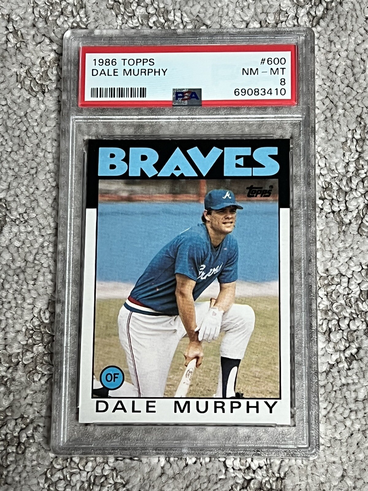 PSA 8 NR MINT BASEBALL CARD 1986 TOPPS DALE MURPHY ATLANTA BRAVES