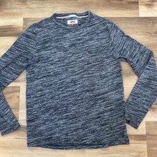 Tommy Hilfiger Shirt Mens Medium Slim Fit Crewneck Heathered Navy Lightweight