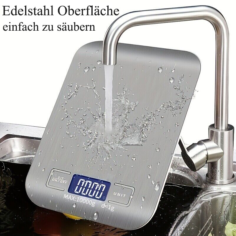 디지털 주방 저울, 스테인리스 스틸, LCD 디스플레이, 최대 10kg, 1g 측정, 전자 저울