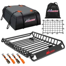Nilight 51x36x5Inch Roof Rack Cargo Basket Kit with Cargo Bag Net Ratchet Straps