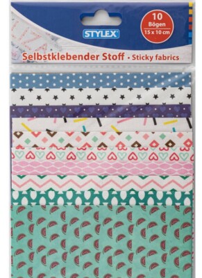 (16,60 EUR/m²) Stylex 41367 Bastelstoff selbstklebend 15 x 10 cm 10 Stoffe
