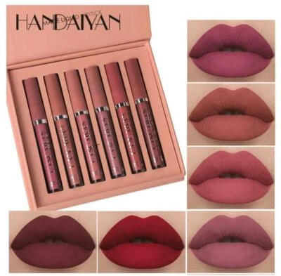 HANDAIYAN 6PCS/Set Long Lasting Lip Gloss Glazed Matte Beauty Liquid Lipstick Lip Make-up