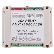 AC110-220V 3 Channel DMX512 Relay Switch DMX Relay Controller W/ Case For Lamp