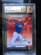 2019 Topps NOW #257D PETE ALONSO AUTO  /10 16TH HR B4 ASG Mets Record RC BGS 9.5