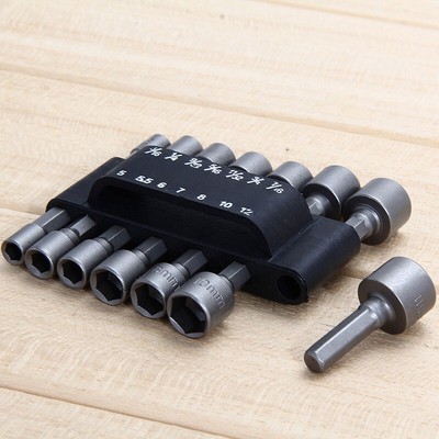 14PC Power Nut Driver Bohrer Metrische Steckschlüssel Schraube 1/4 Sechskantsch
