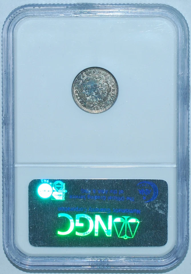 1838 NGC MS61 Large Stars Seated Liberty Half Dime - Image 2 of 2