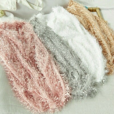 Lady Fluffy Tassels Pullover Jumper T shirt Crew Neck Puff Sleeve Loose Tops SPW