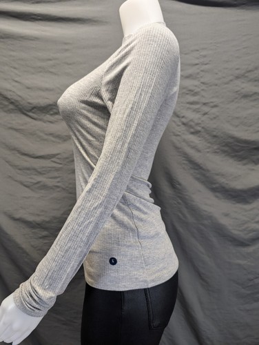 Hollister Sweater Womens Sz Lg Gray Ribbed Knit V Neck Keyhole Long Sleeves Y2K - Picture 3 of 19
