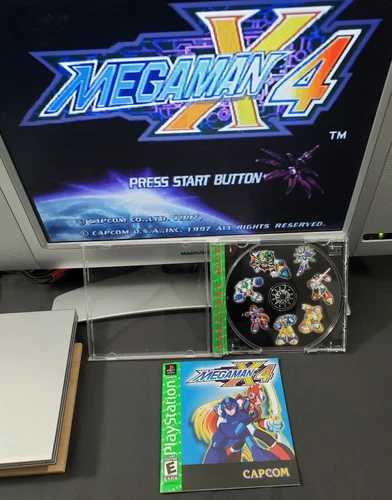 Mega Man X4 PS1 COMPLETE Label Case Manual PlayStation 1 MegaMan 4 greatest cib
