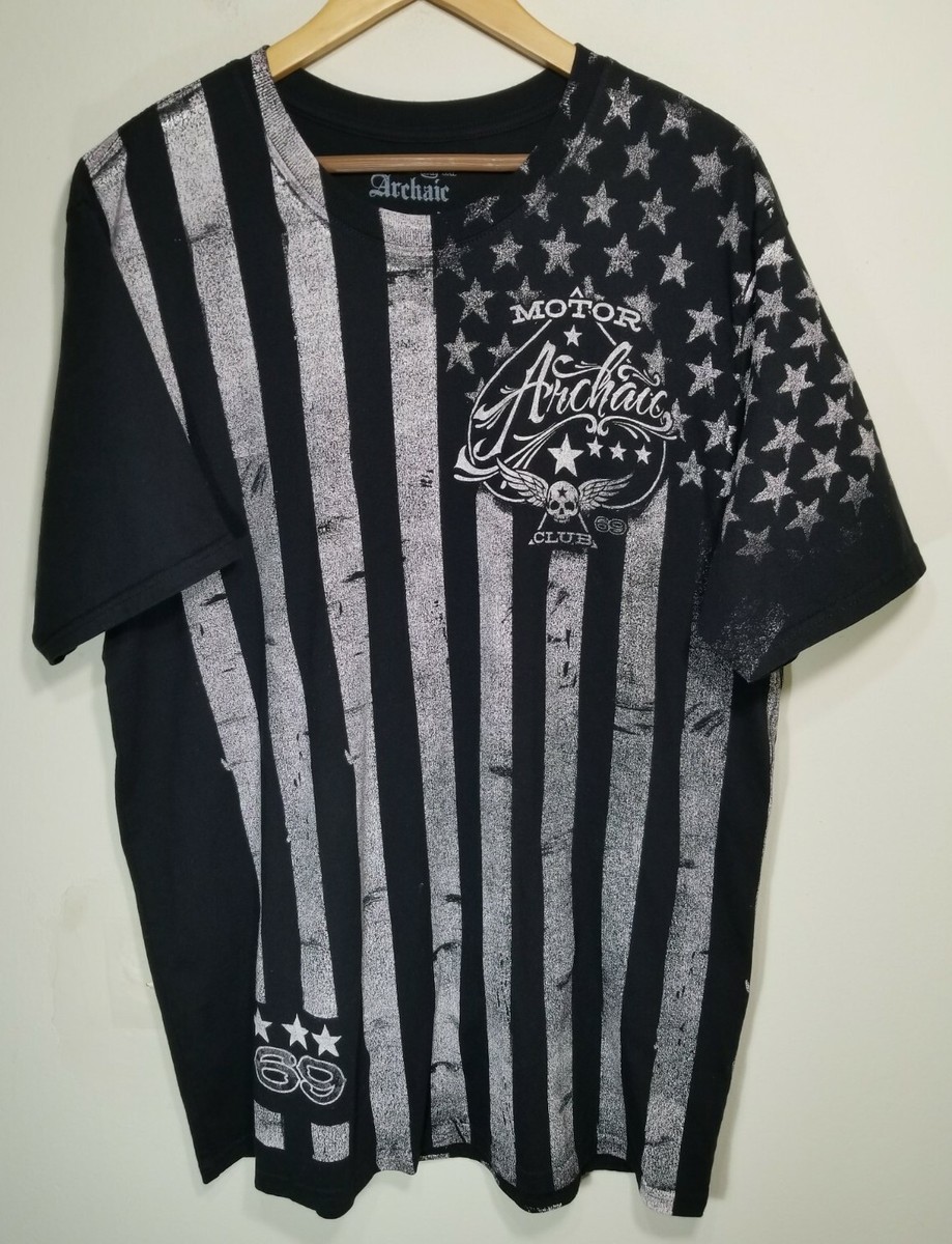 Archaic by Affliction Black Shirt Mens XXL Motor Club 69 Wings