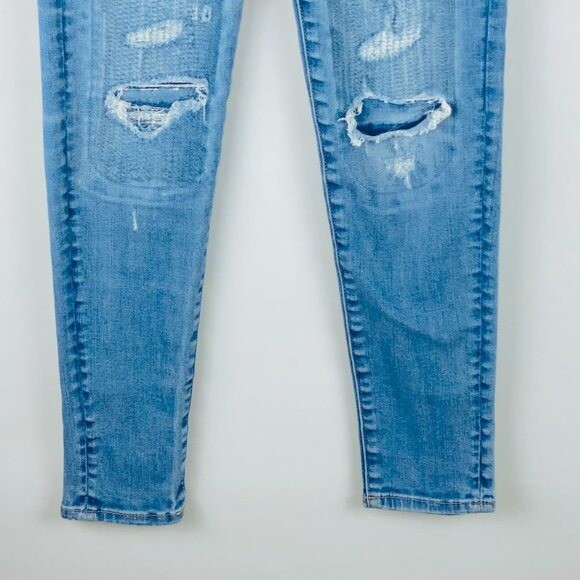 American Eagle 0 Short Destroyed Super Stretch Jegging Jeans AEO Denim image 4