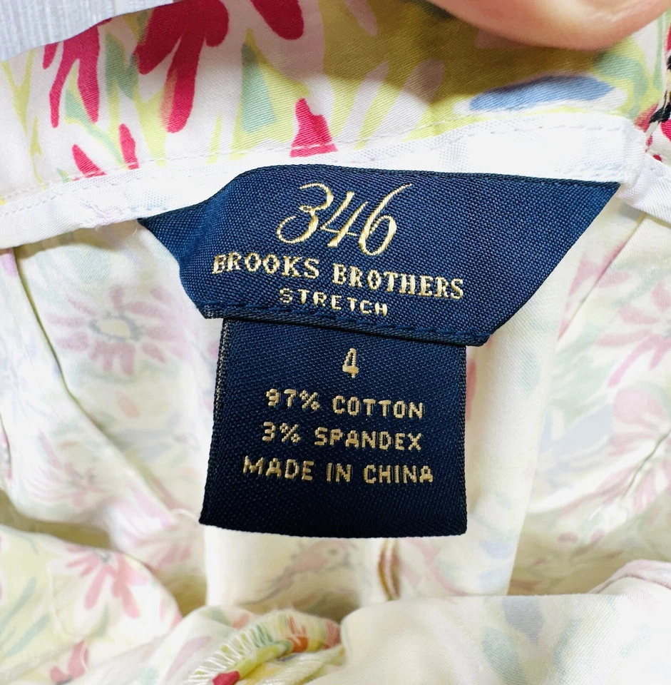 Brooks Brothers Floral Pants Size 4 Womens Dress Pants Yellow Flowers - Image 3 of 4