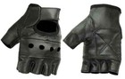 Mens Motorcycle Fingerless Leather Half Finger Riding Driving Biker Gloves Black