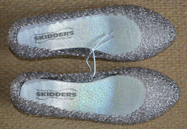 silver shiny flats