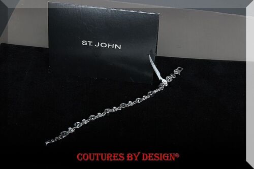 St John Knits Bracelet Silver Tone Clear Swarovski Crystals NWT MSRP $130 - Picture 2 of 3