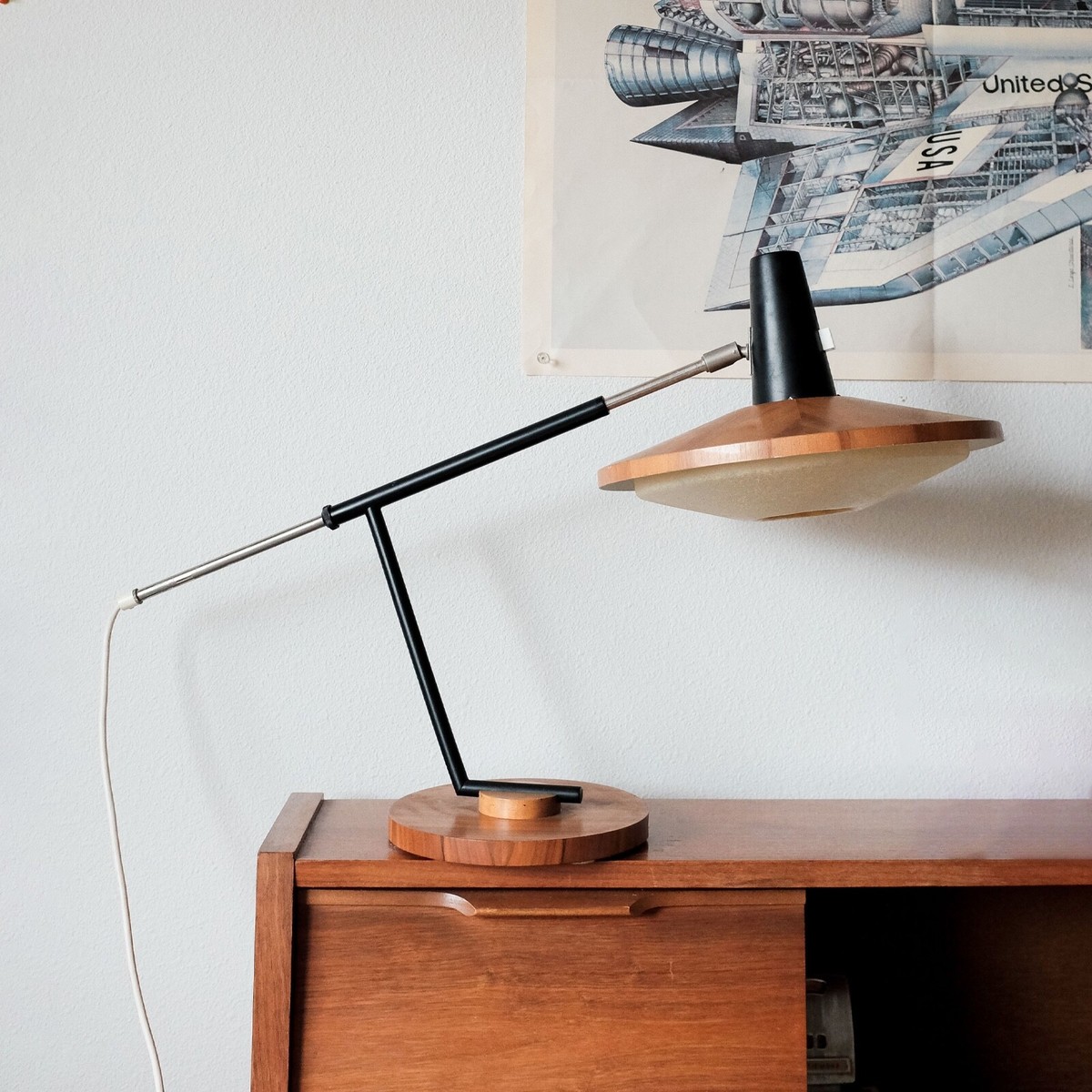 Mid Century Desk Table Lamp by George Frydman for Temde Germany