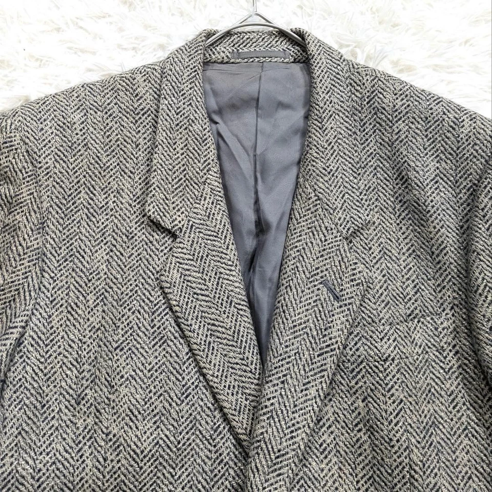 ISSEY MIYAKE Herringbone Wool Linen Blazer Beige Black Made in Japan M F/S - Image 3 of 4