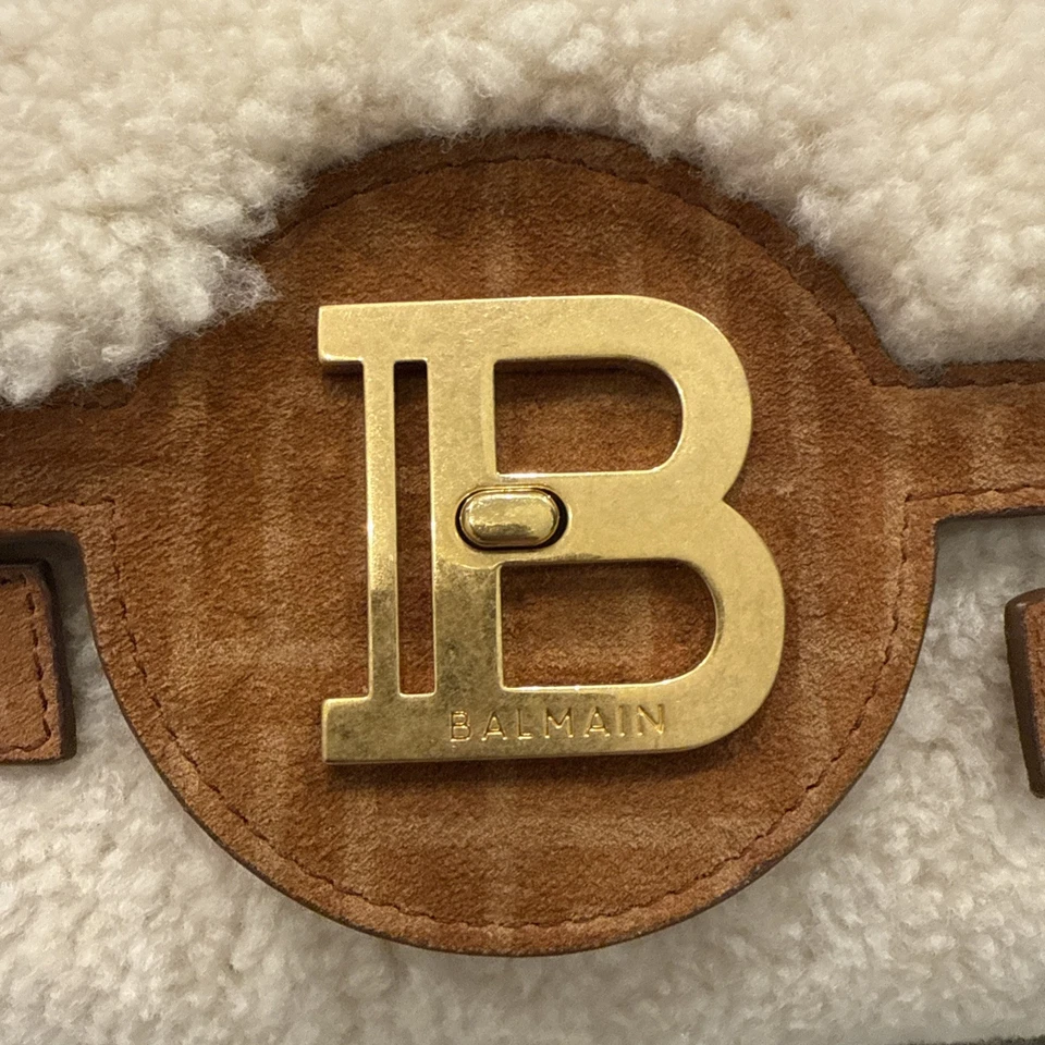 Bolso de Hombro Balmain B-Buzz 23 Cuero Gamuza de Oveja Recortado Monograma Cadena Foto 3 de 4