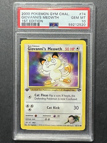 Giovanni's Meowth (1st Edition) graded PSA 10 for sale on eBay