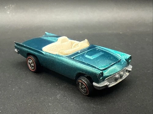 1969 Original Hot Wheels Redlines AQUA CLASSIC 57 T-BIRD white interior USA base