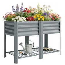 Outsunny Raised Garden Bed with Storage Shelf 120x55cm Refurbished