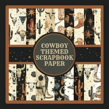 Cowboy Themed Scrapbook Paper: Western Longhorn Pattern Ephemera Craft Paper Pad