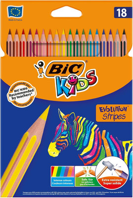 BIC Kids Evolution Stripes Buntstifte, Mehrfarbig - 18 Stück