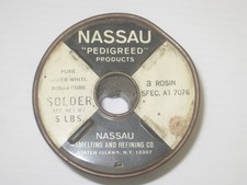 Nassau Pedigreed Pure Water White Rosin Core Spec 7076 Solder 4lb