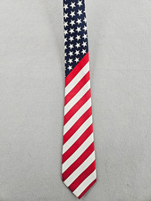 American Flag Tie Mens USA Stars Stripes Patriotic Americana Red White Blue