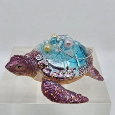 BEACH COASTAL Glittered brown turtle OCEAN SEA Christmas Ornament