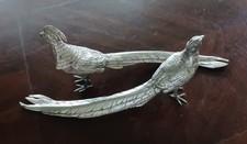 Coppia di grandi fagiani placcati argento vintage