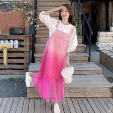 Salopette donna moda denim vestito plissettato maglia tutù maglione gonne estate nuova