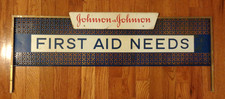 Vintage Sign Johnson & Johnson First Aid Department Pharmacy Store Display 33”