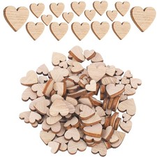 100pcs Wooden Hearts for Crafts, 0.2/0.3/0.4/0.5in Unfinished Mini wood color