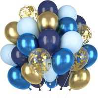 Luftballons Blau Gold 60 StüCk Konfetti Metallic Helium Hellblau FüR Geburtstag