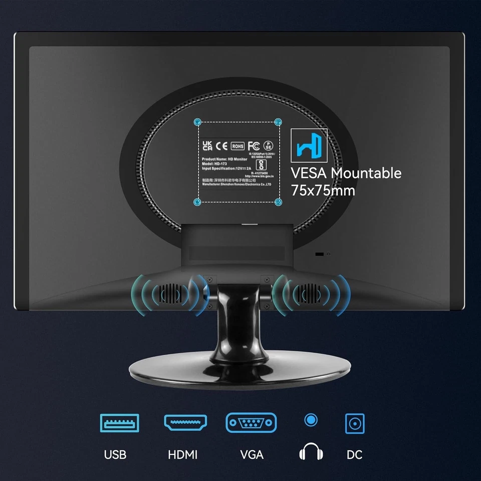 17 Inch PC Monitor 1600x900 LED Display Computer Monitor with VGA/HDMI/USB, Buil - Image 2 of 4