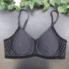 HONEYLOVE Bra Women's Gray 1X Wireless Nylon Spandex Adjustable Straps
