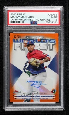 2023 Topps Finest Orange Refractor 3/25 Manny Machado PSA 9 MINT Auto 04cw