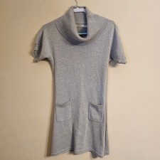 Athleta Zuni Cowl Neck Sweater Dress Women XS Gray Short Sleeve Pockets 860595